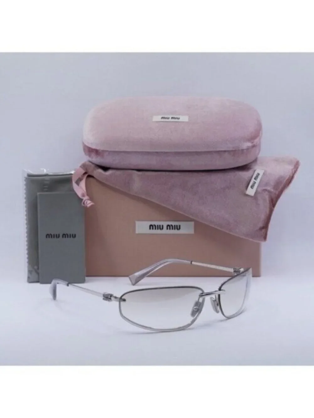 Miu Miu MUA50S 1BC8H1 Sunglasses Silver Rectangle Frame